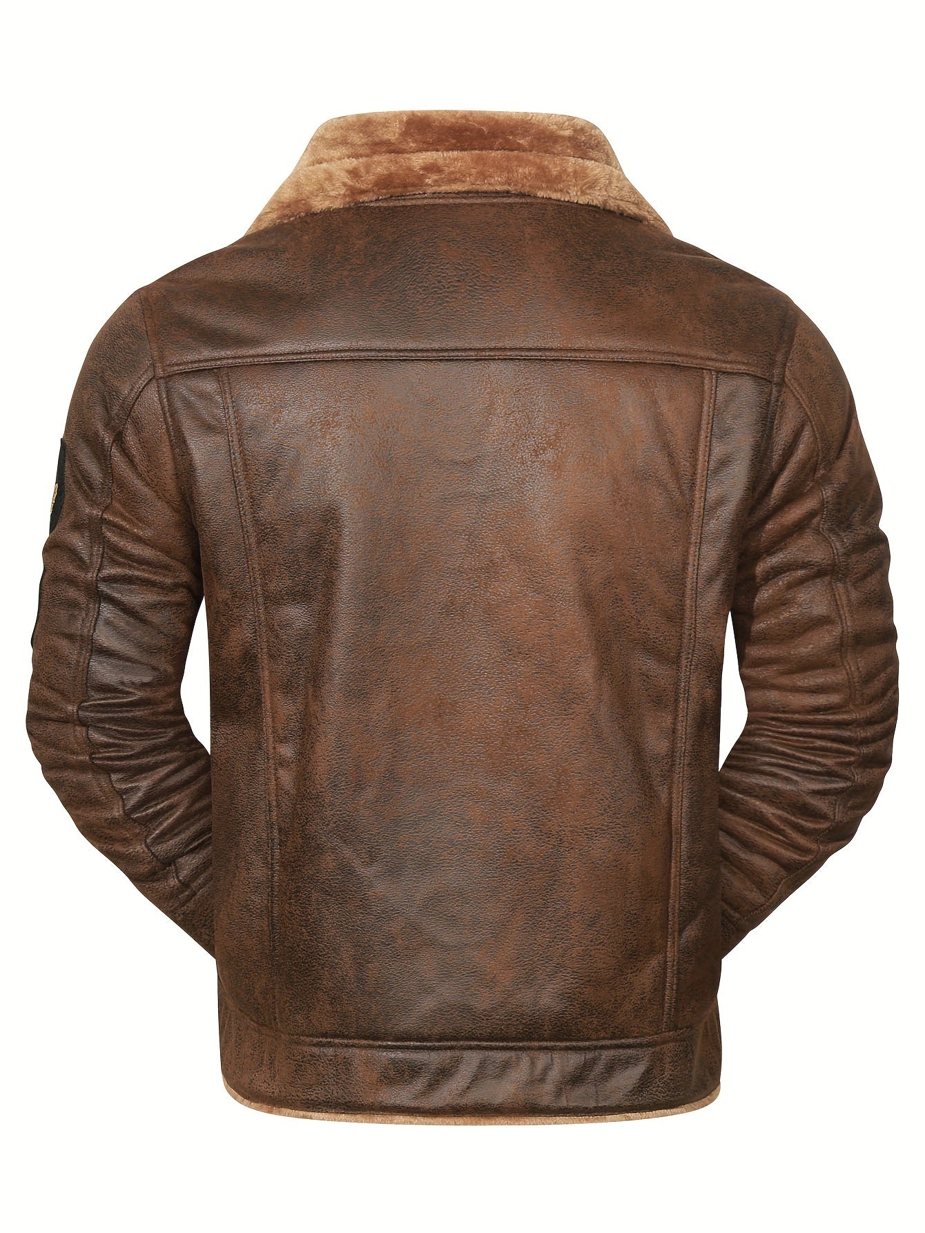 Men's Casual Polyester Jacket with Faux Lining, Solid Color, Long Sleeve, Single Breasted Placket, Non-Stretch Fabric, Regular Length, with Pockets - Daily & Casual Wear, Chilly Weather Apparel | Subtle Embellished Jacket | F