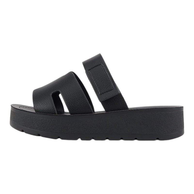 Women Open Round Toe Double Strap Slide On Sandal