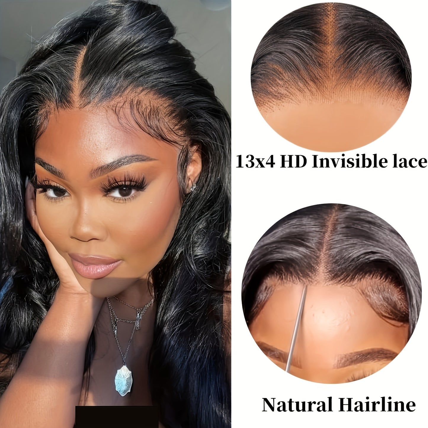 13x4 Brazilian Human Hair Wigs - Smooth Body Wave, Glueless & HD Lace Front - Pre-Cut, Pre-Plucked, 180% Density - Perfect for Beginners, Effortless Luxury Style