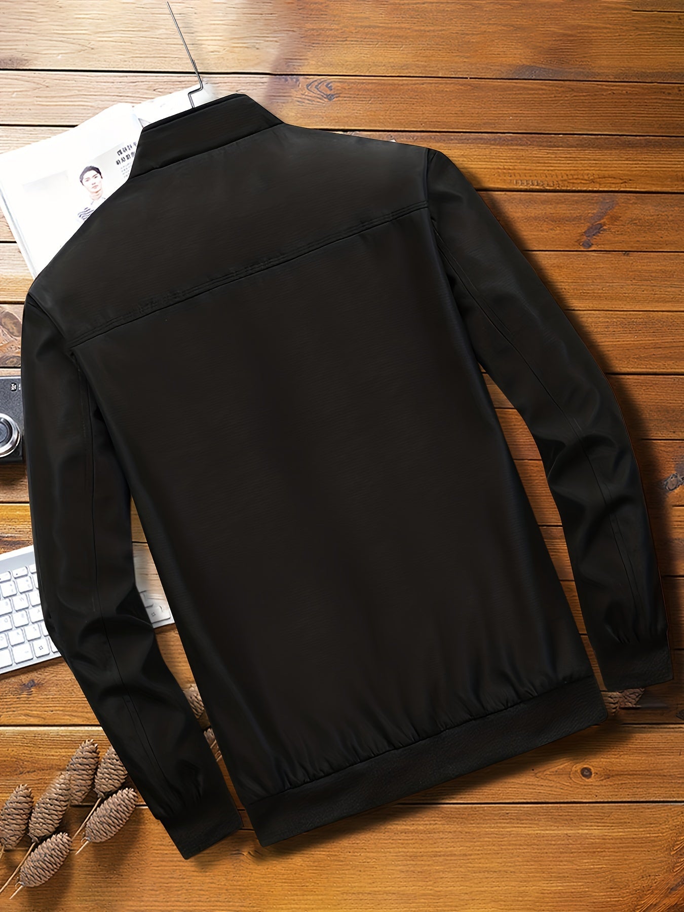 Classic Fit Men's Varsity Jacket - Zipper Functional Coats for Outdoor Activities, Water-Resistant and Windproof with Multiple Pockets - Perfect for Casual Daily Wearing and Sports Events