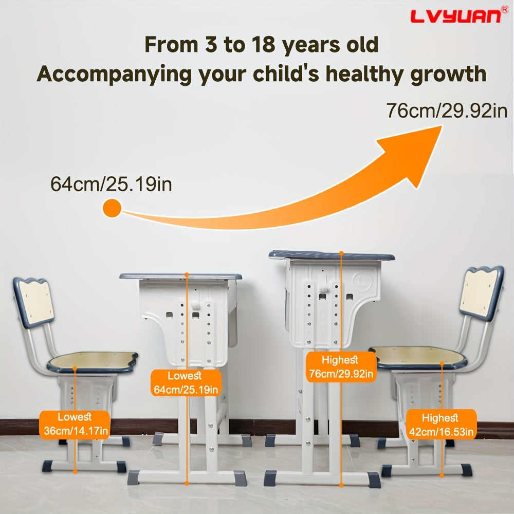 High-quality Children's Table And Chair Set, Height-adjustable Children's Study Table And Chair Set, Ergonomic, Suitable For Children Aged 3-18 Years, Primary School Pupils And Teenagers, Grey, Blue And Pink Colours Available