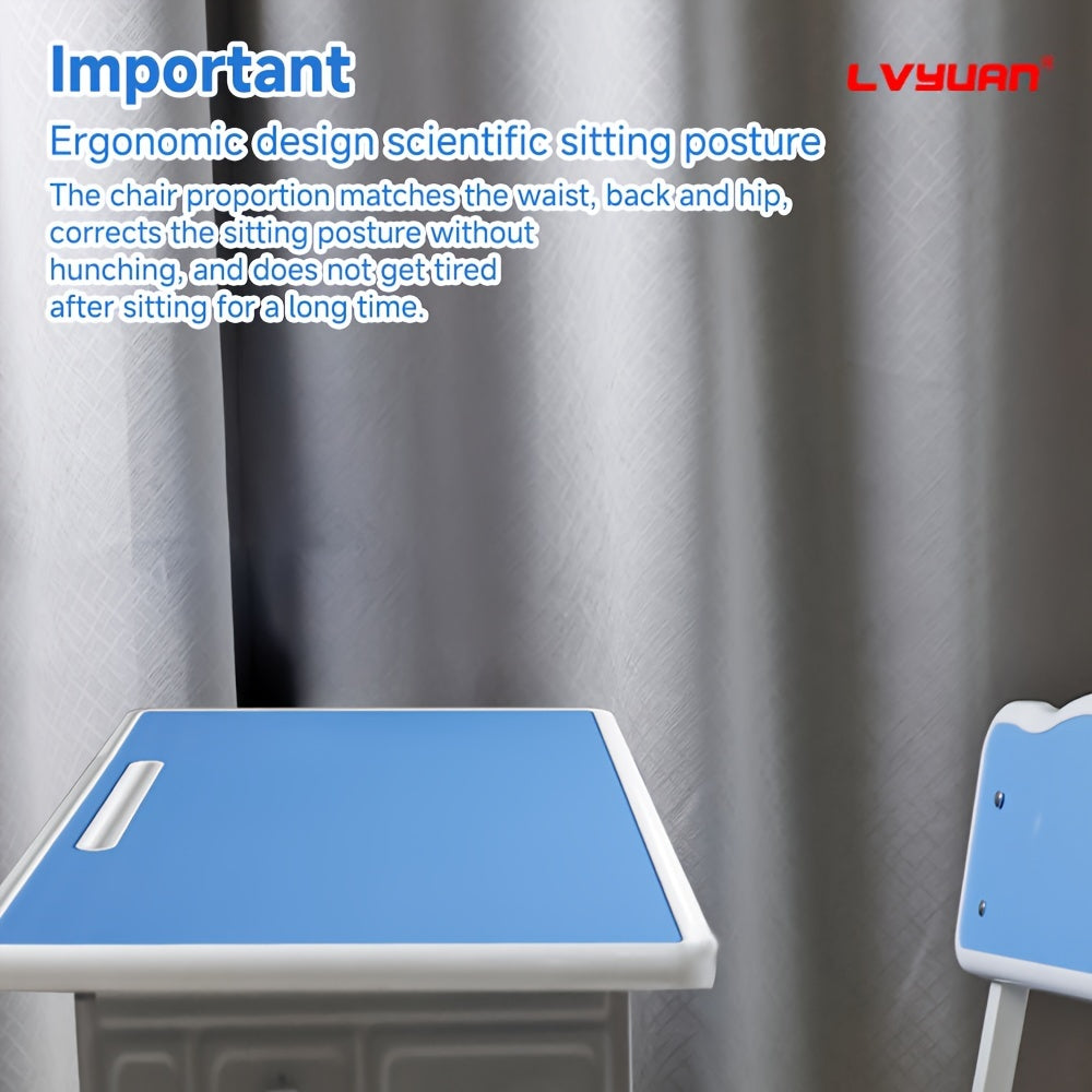 High-quality Children's Table And Chair Set, Height-adjustable Children's Study Table And Chair Set, Ergonomic, Suitable For Children Aged 3-18 Years, Primary School Pupils And Teenagers, Grey, Blue And Pink Colours Available