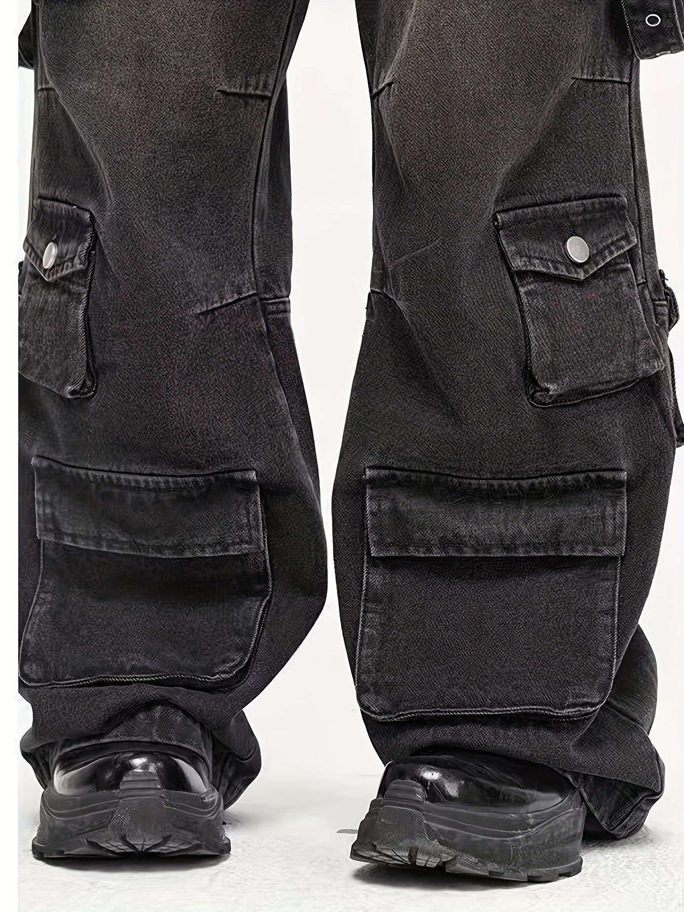 Ins Trendy High Street Retro Vintage Vintage Multi Pocket Workwear Jeans For Men, Heavyweight Washed Spicy Girls, Niche Straight Leg Stacking Pants, Gothic Hip-hop Style Loose And Versatile High Waisted Wide Leg Mop Pants, Wo