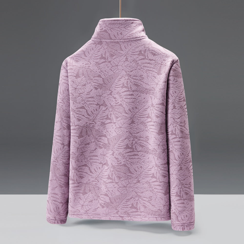 Ultra-Durable Windproof Plant Print Fleece Jacket - Perfect for Adventure Seekers with Stylish Nature-Inspired Design