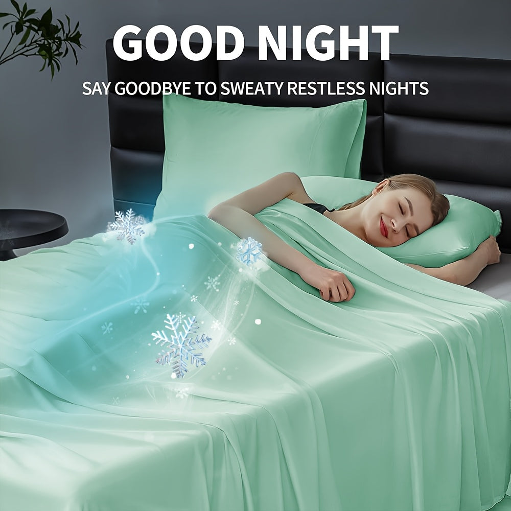 Ice Cooling Bed Sheet Set, Heat Relief 2000TC Luxury Sheets for Hot Sleepers, Moisture Wicking & Temperature Regulating, NightBreeze Luxe Cooling Sheet Sets