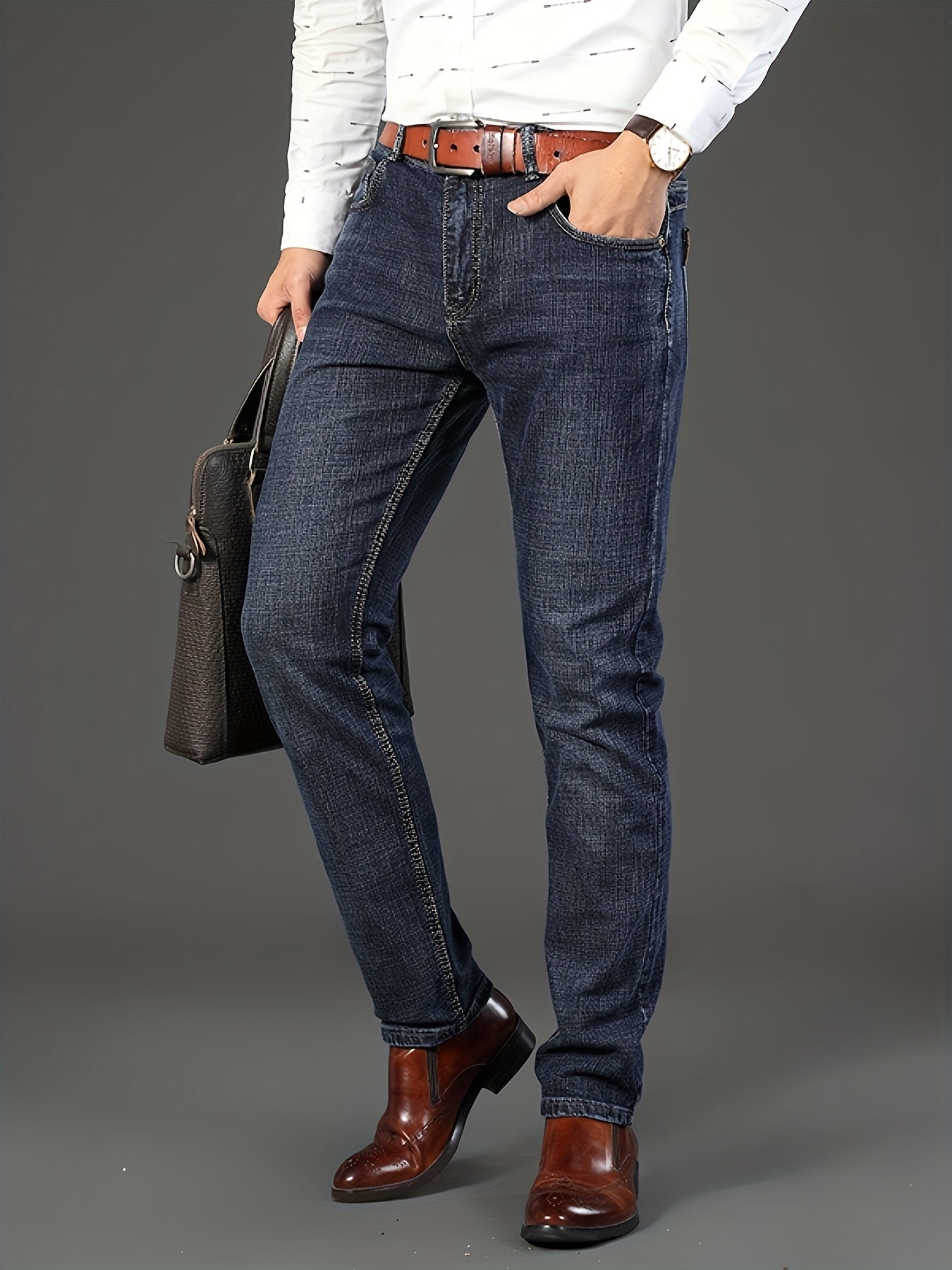 New Seasonal Chinese-Style Straight-Leg Jeans for Men, Suitable for Business And Casual Wear.