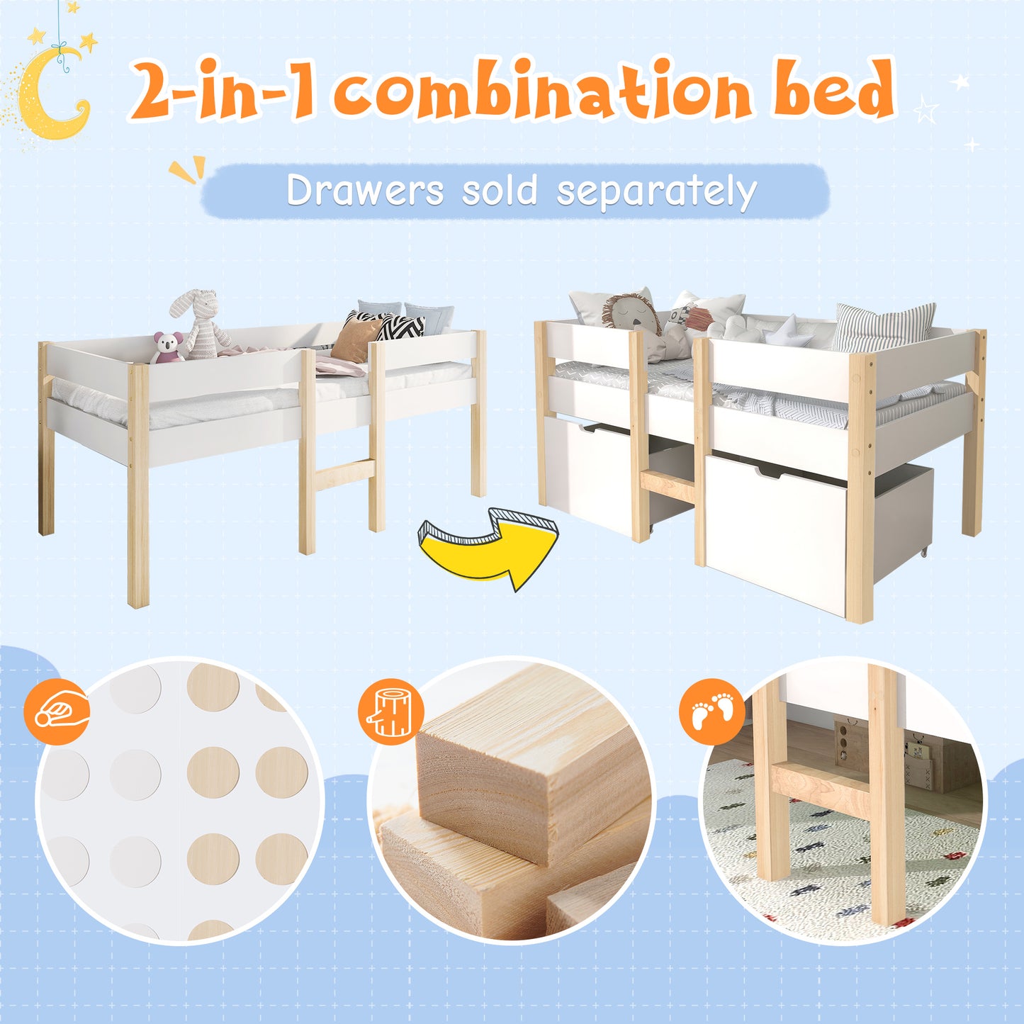 Pine Children's Bed  200cmx 90Cm