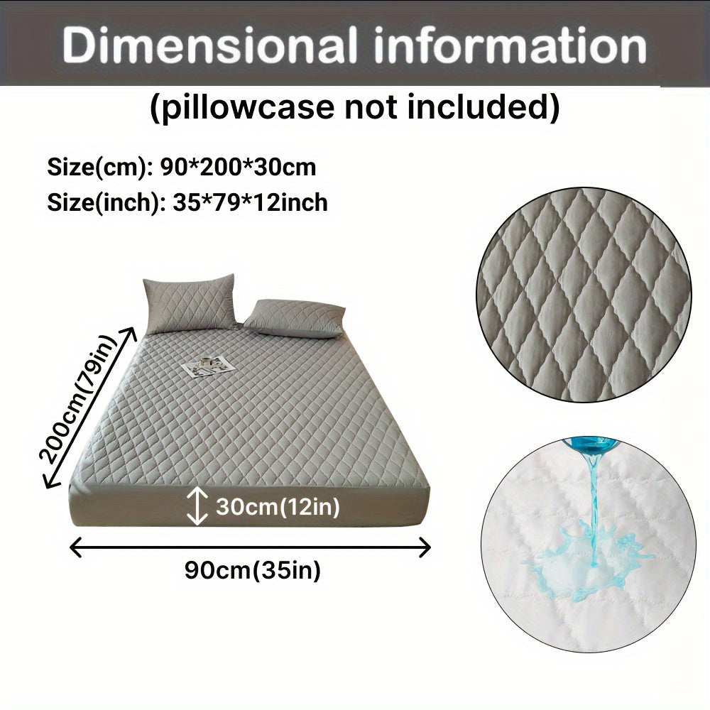 1pc Waterproof Mattress Cover, Soft and Comfortable Thick Bed Sheet, Breathable Dust-proof Urine-proof Quilted Mattress Protector, Suitable for Bedroom, Guest Room, White/Dark Blue/Dark Green/Gray