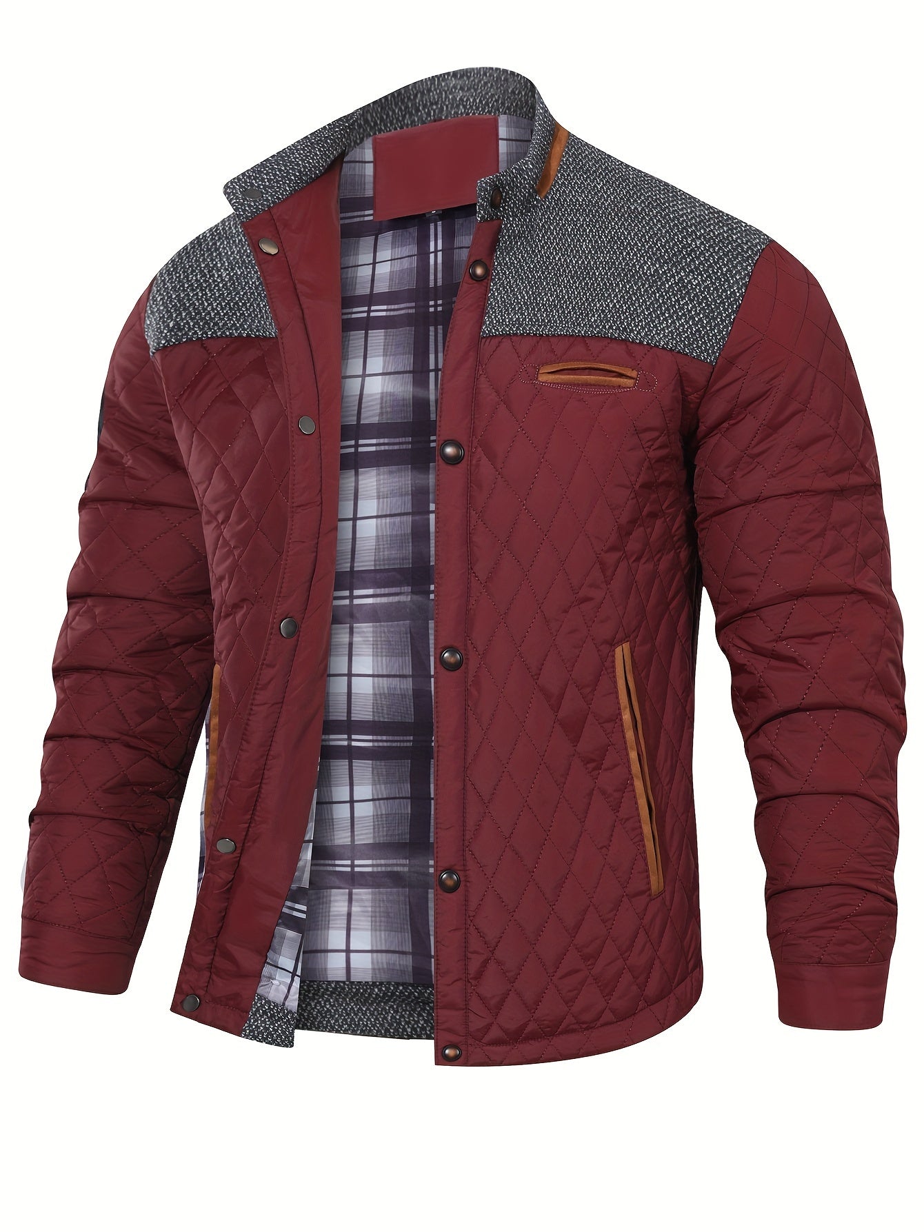 Warm & Lightweight Men's Quilted Winter Jacket - Casual Stand Collar Coat for Everyday Wear