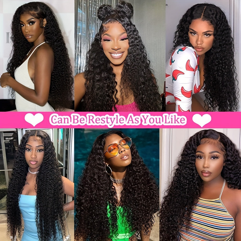 200% Density 13x6 Deep Wave Lace Front Wigs Human Hair 13x6 HD Lace Deep Curly Glueless Frontal Wigs Human Hair Pre Plucked For Women