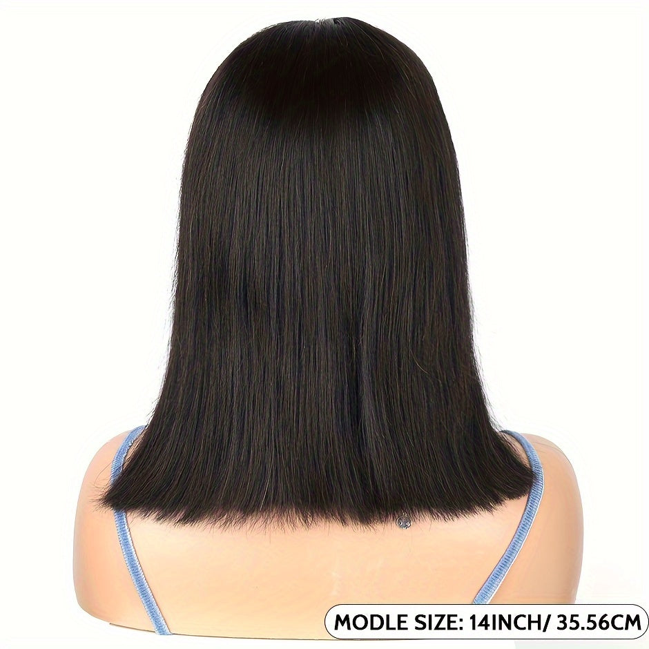 Wear and Go Glueless Bob Wig Human Hair Straight 4x4 Pre-Cut HD Lace Glueless Wigs Pre-Plucked Transparent Lace Front Closure Wigs for Women 200% Density