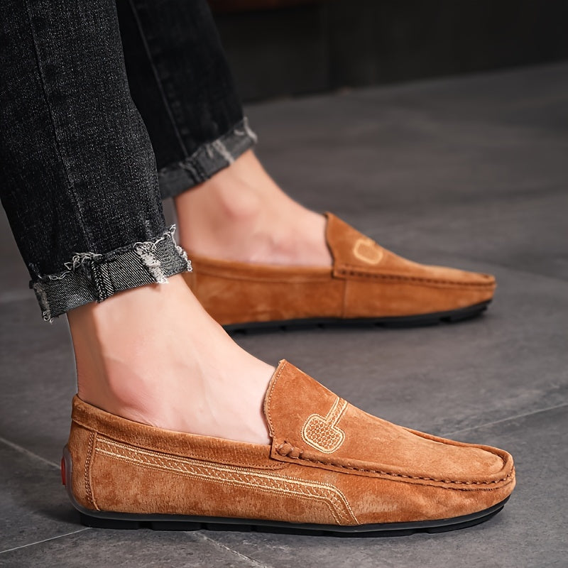 Men's Casual Loafers, Upper, PU Lining, Rubber Sole, Fabric Insole, Round Toe Slip-On Shoes for All Seasons, Dressy Shoes