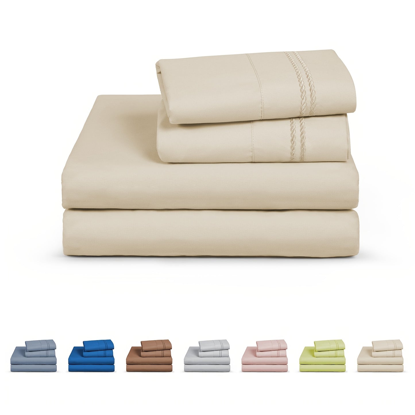 ClevaHome 6pcs Sheet Set Deep Pocket- Ultra Soft Machine Washable Luxury Bed Sheet Set - Shrinkage & Fade Resistant Embroidered Bedding Sheet, Christmas Bedding Supplies Replacement (4PCS for TWIN Size Sheet)