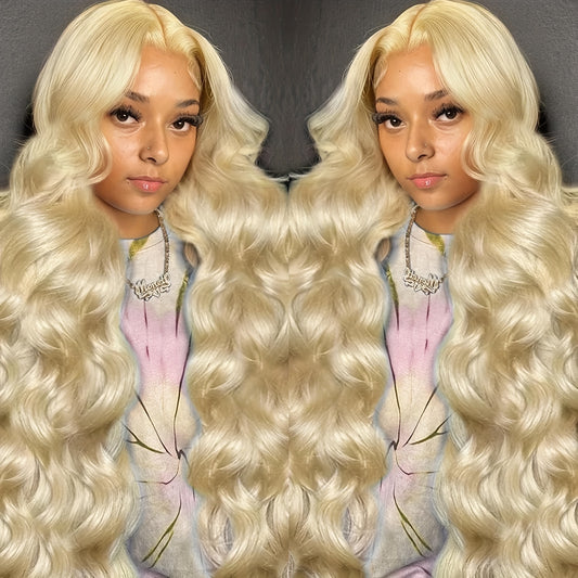 613 Lace Front Wigs Human Hair 180% Density 13x6 HD Transparent Lace Front Body Wave Wigs Human Hair Pre Plucked with Baby Hair Wigs 613 Blonde Lace Frontal Human Hair Wigs(16-36 inch, 613)