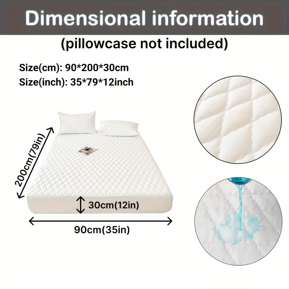 1pc Waterproof Mattress Cover, Soft and Comfortable Thick Bed Sheet, Breathable Dust-proof Urine-proof Quilted Mattress Protector, Suitable for Bedroom, Guest Room, White/Dark Blue/Dark Green/Gray