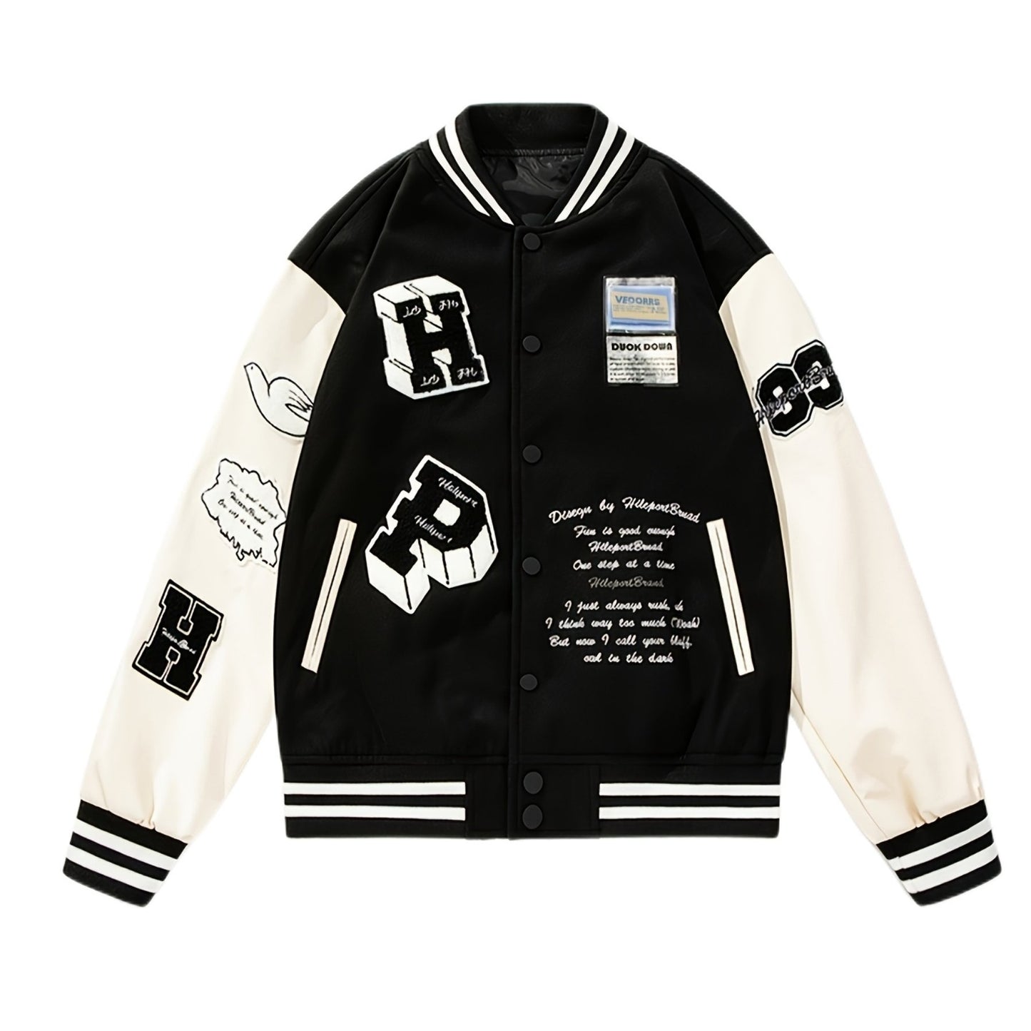 Varsity Chic Jacket - Color-Blocked Button-Up with Stitched Fabric, Casual Spring and Fall Essential for School and Baseball Fans - Men's Relaxed Fit