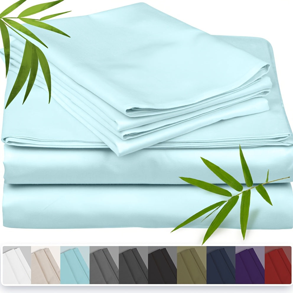 [3pcs Super Soft Bamboo Bed] Emircey 3pcs Set 100% Bamboo Fiber Bed, Super Soft, Comfortable - Hotel Luxury Bed Sheet+Pillowcase, Deep Pocket, Easy to Fit, Wrinkle Free, 1 Bed Sheet+2 Pillowcases