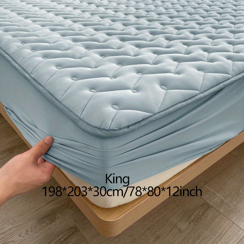 1pc Waterproof Fitted Sheet, Soft Comfortable Polyester Bedding Fitted Sheet, For Bedroom, Guest Room, With Deep Pocket, Fitted Bed Sheet Only