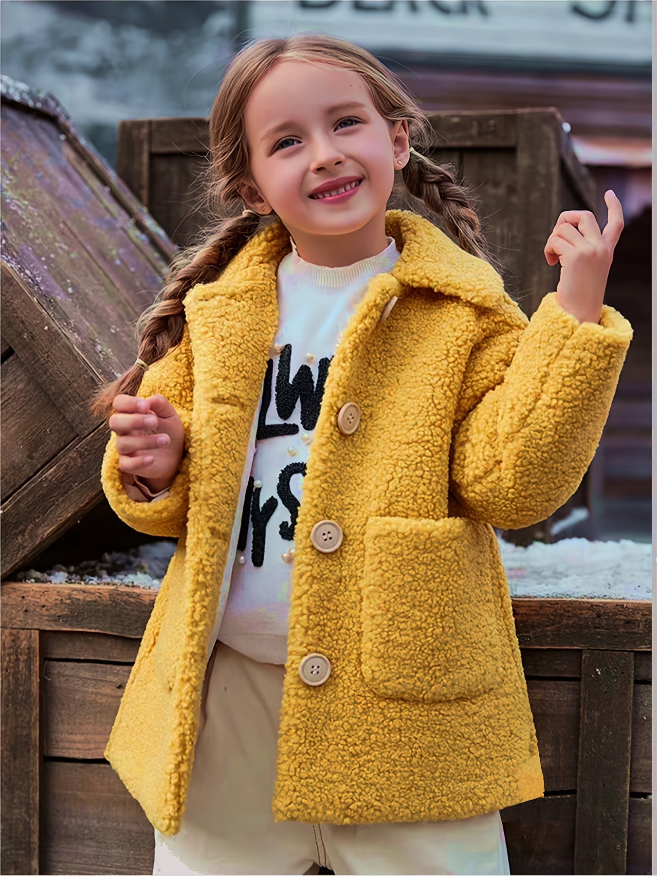 Girls' Cozy Fleece Jacket - Two-Tone Color Block with Plush Lining, Long Sleeves & Button Front, Casual Korean Style Winter Outerwear for Youngsters, Youngsters'S Winter Jacket | Buttonup Front Jacket | Plush Lining Jacket