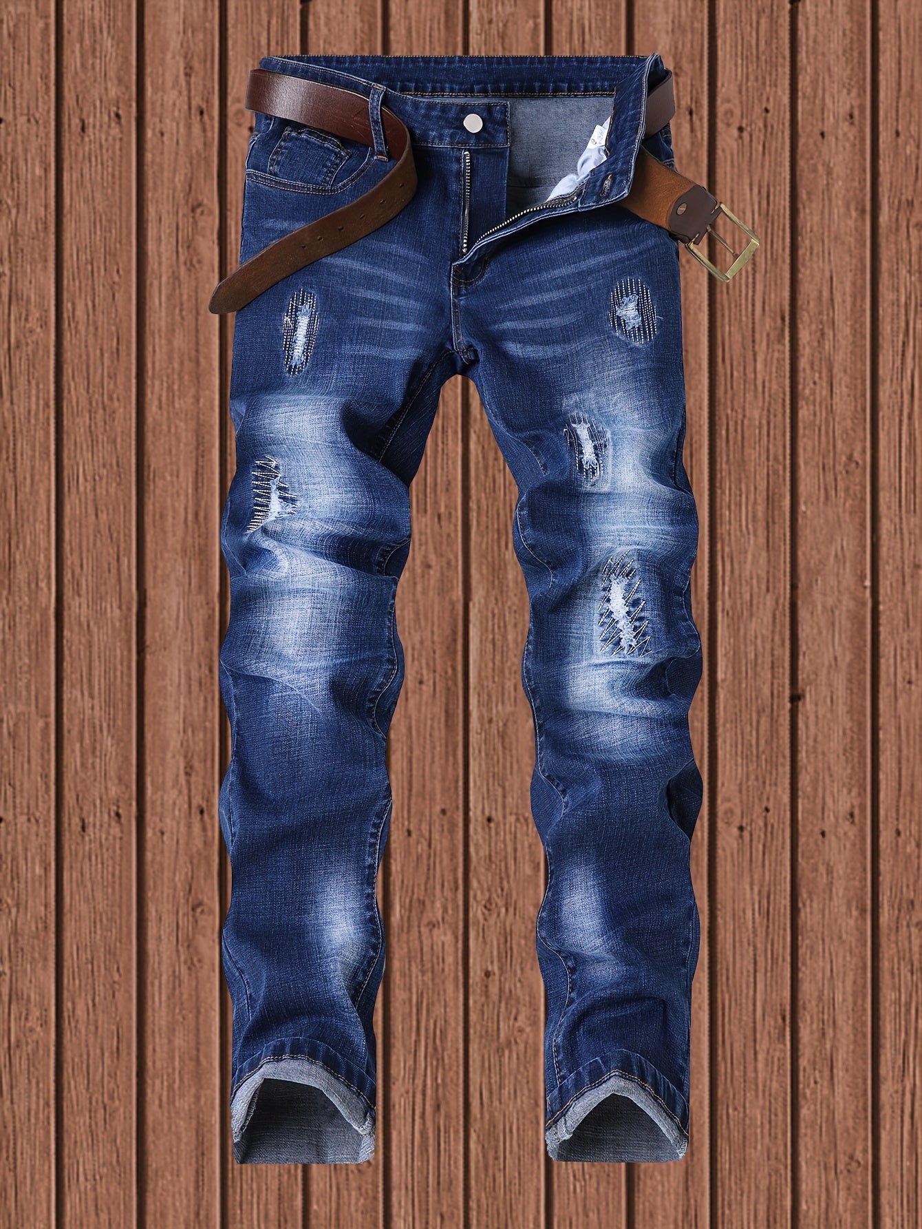 Stretchy Chic Ripped Skinny Jeans for Men - Soft, Breathable, Comfortable, Faded, Distressed Denim Pants with Elastic Waistband - Chic Street Style, Casual Fashion, Perfect for Daily Wear