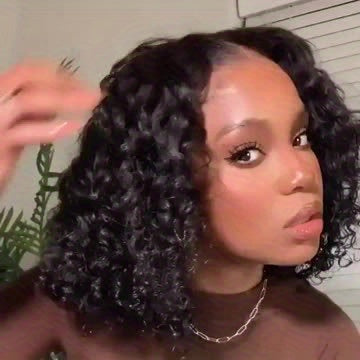 150% Density Water Wave Short Bob Wig 13x4x1 Middle T Part Lace Frontal Wig Pre Plucked Natural Hairline Cranberry Hair Remy Lace Front Human Hair Wigs For Women