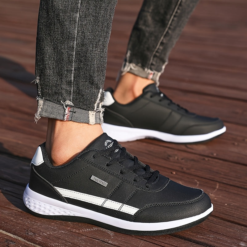 [Lightweight Running Shoes] VanWeir Men's Lightweight Running Shoes | Navy Blue & White, Stability Lace-Up Sneakers with MD/TPR Sole, Breathable Fabric Lining for Outdoor Sports, Hiking & Casual Wear