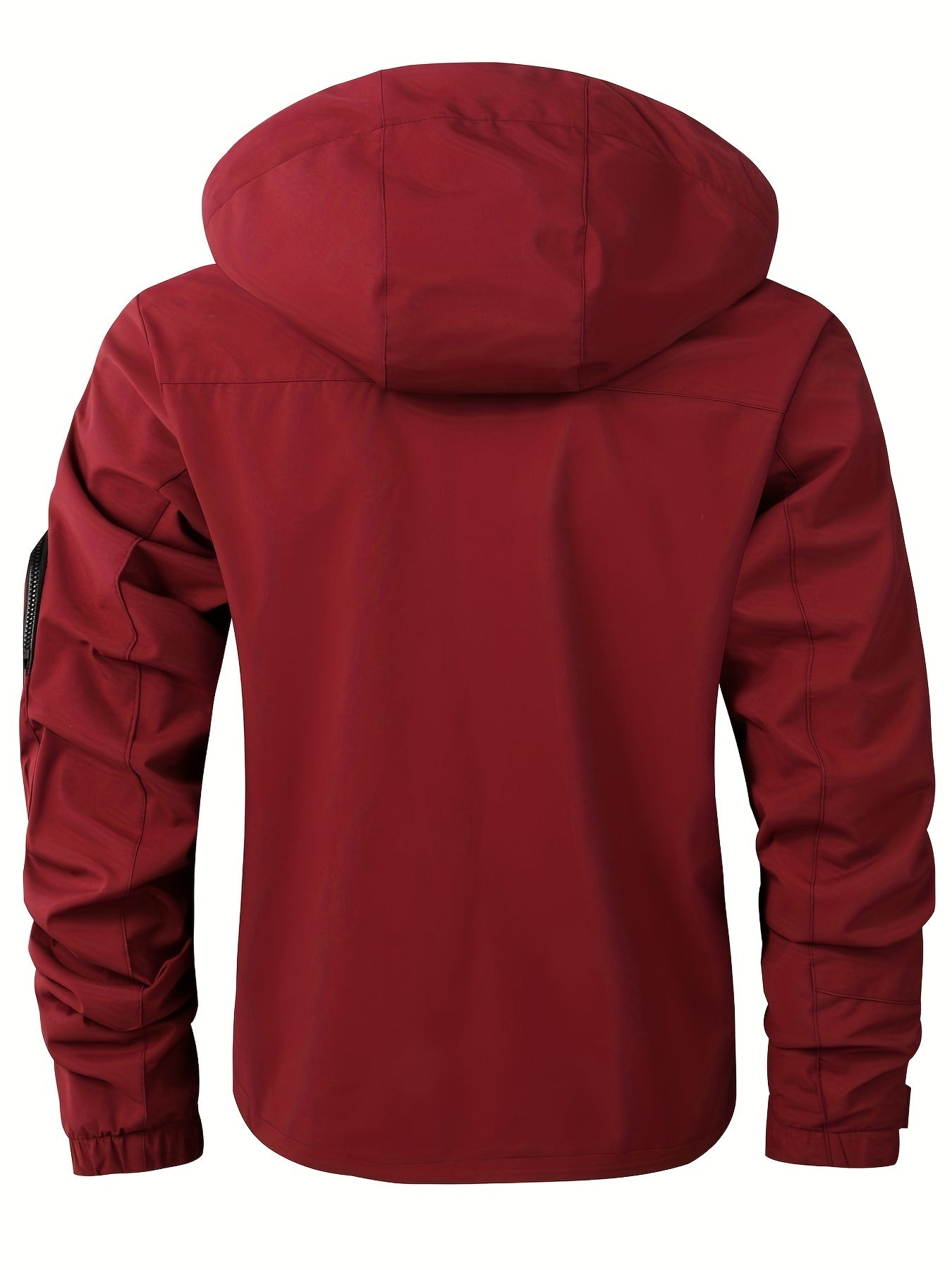 Mens Waterproof Zipper Pocket Hoodie Jacket - Stylish Drawstring Hood, Stretchy Comfort, Water-Repellent for Spring & Fall Outdoors