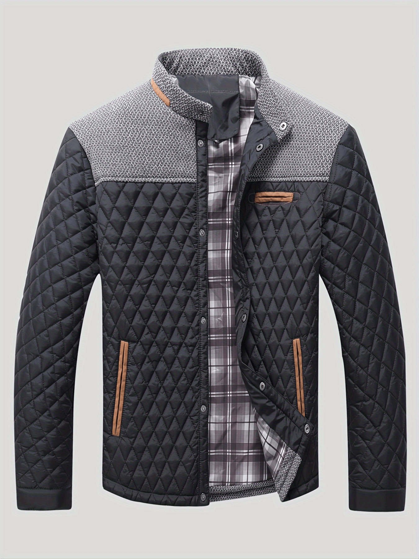 Warm & Lightweight Men's Quilted Winter Jacket - Casual Stand Collar Coat for Everyday Wear