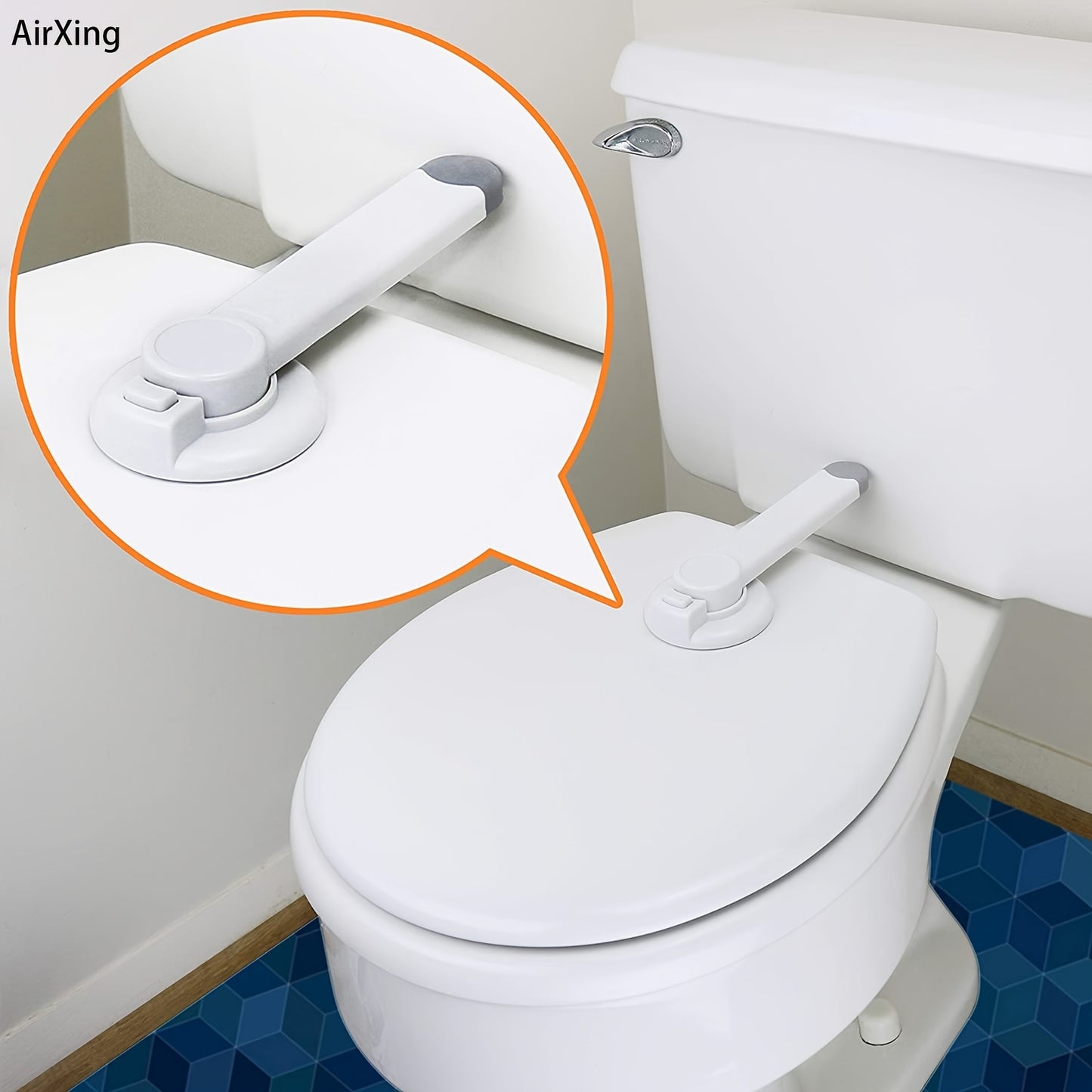 AirXing & Pet Safety Toilet Lock - White Plastic Childproof Latch with Easy-Install Design, Prevents Unauthorized Use for Youngsters & Pets, Secure Bathroom Access, Pet Safety Device, Modern Toilet Accessory, Durable Plastic