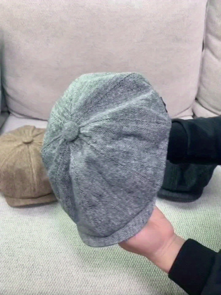 Men&Apos;S Retro Herringbone Flat Cap - Black Casual Beret with Vintage Style, Knitted Polyester, Perfect for Valentine&Apos;S Day, Everyday Headwear | Vintage Flat Cap | Knitted Texture