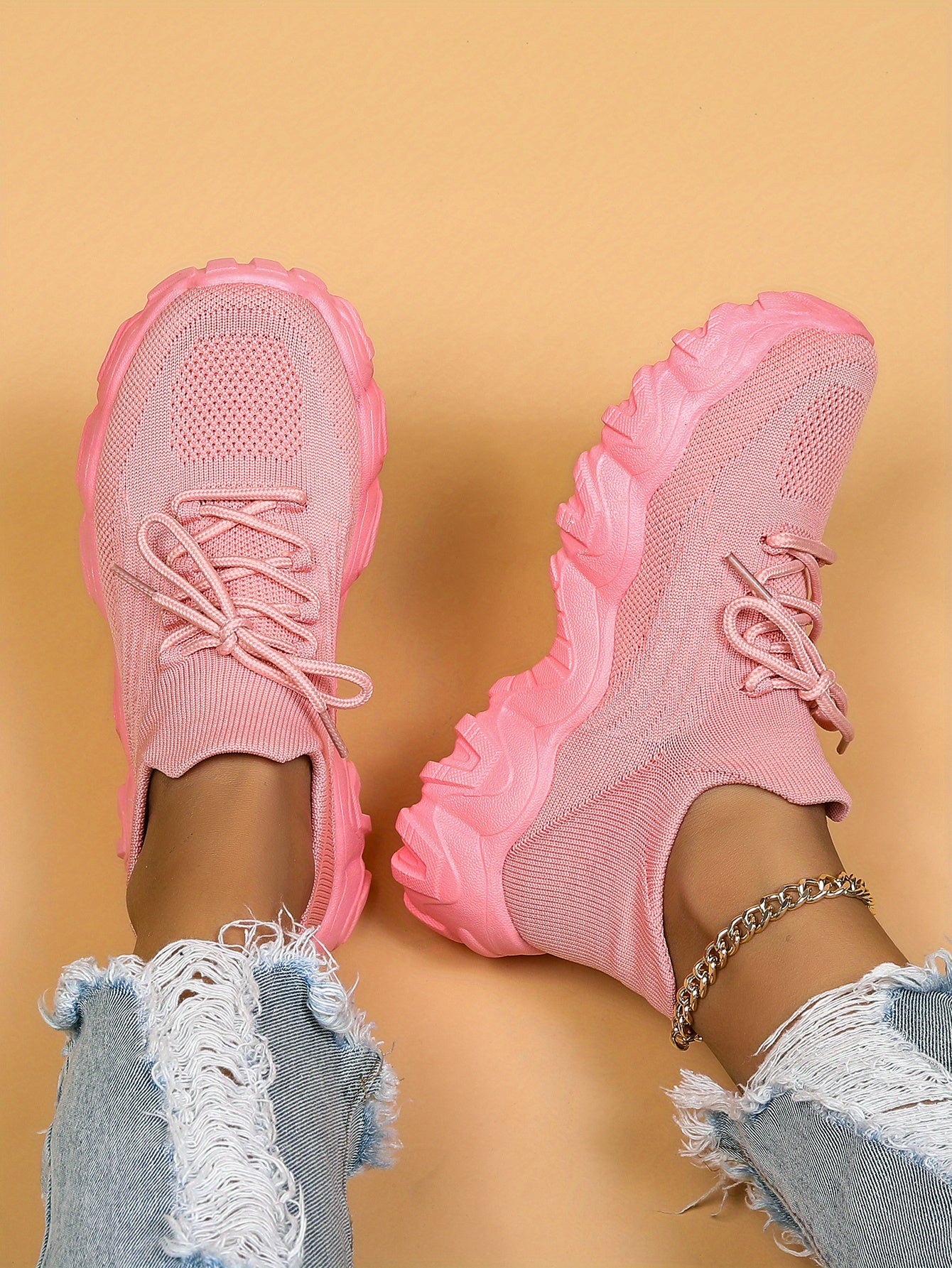 Women'S Casual Sports Sneakers, Striped Low Top Slip-On Shoes with Round Toe, Non-Slip Rubber Sole, Fabric Upper & Inner, All-Season Spring Footwear