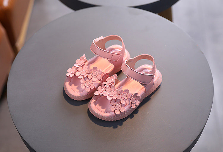 Adorable Girls Flower Sandals - Cute & Comfortable with Non-slip Soft Sole - Secure Slip-on Hook & Loop Fastener - Perfect for Playful Summer Days