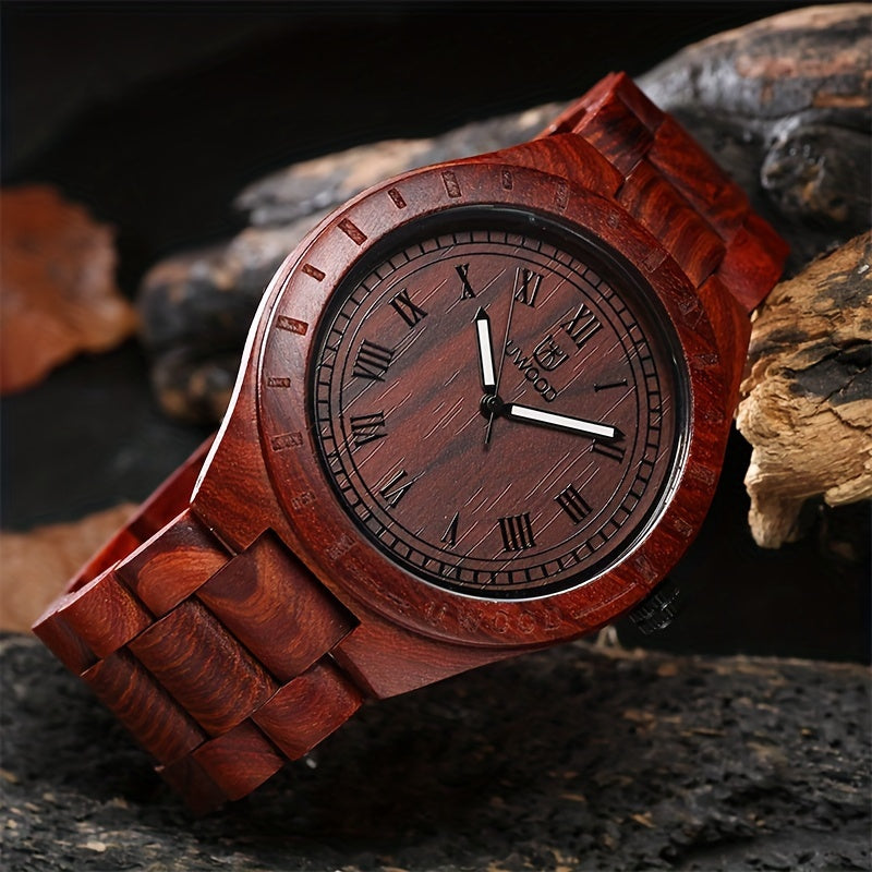 Black Sandal Solid Wooden UWOOD Mens Watch - Relogio Masculino Christmas Gift for Men
