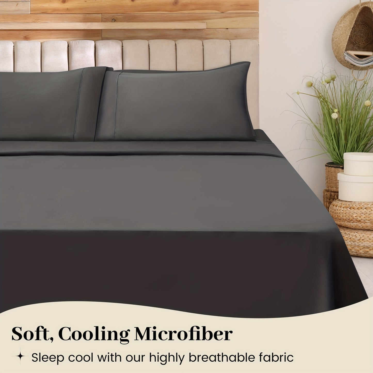 6pcs Luxury Cooling Bed Sheet Set, Soft Comfort Set, Queen Size Bedding Set, Breathable, Wrinkle Resistant,, Soft, with 18 Inch Deep Pockets, Bedroom, Guest Room, Hotel Bedding Set (1* Flat Sheet + 1* Fitted Sheet + 4* Pillow