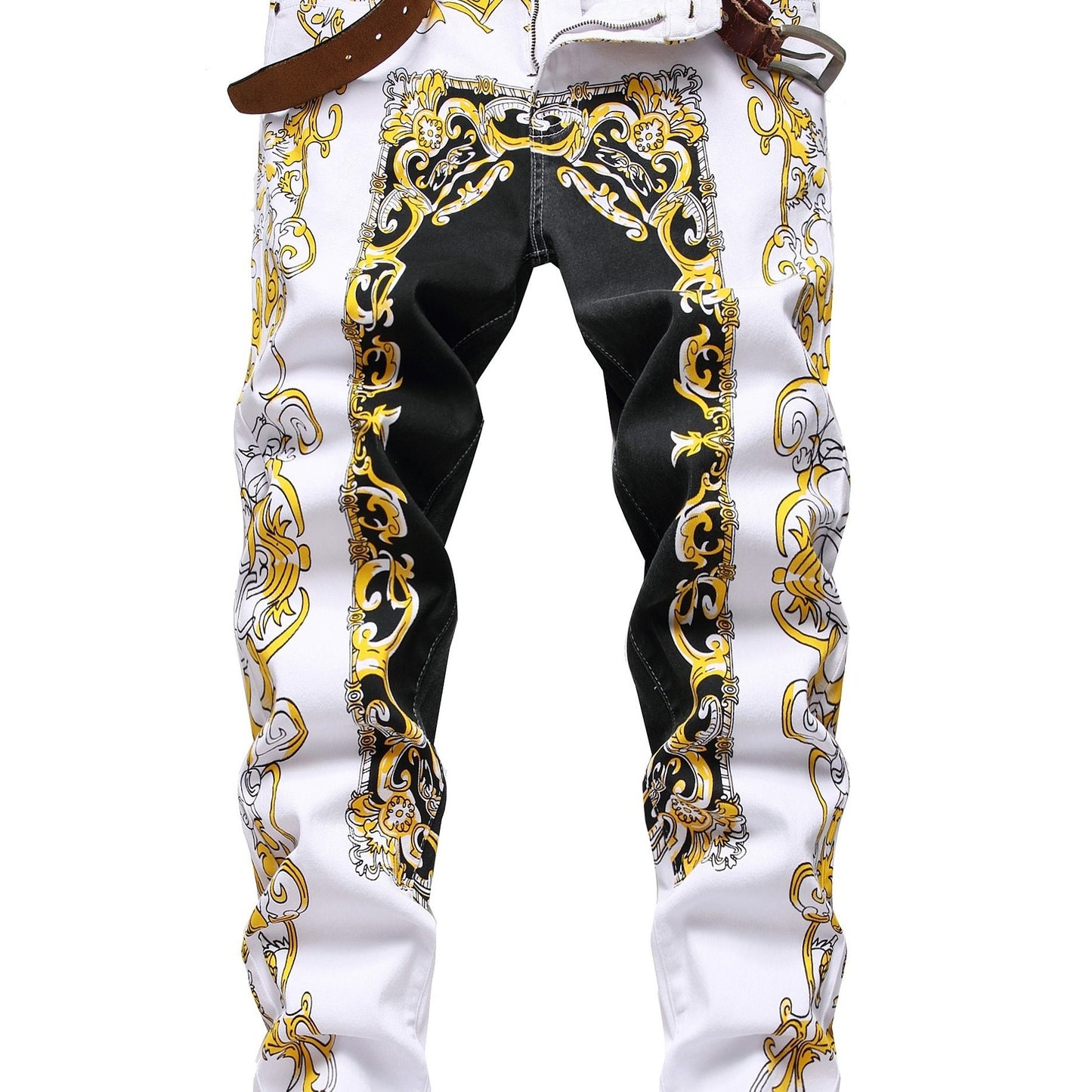 Mens Printed Jeans - Premium Jeans for Men Slim Fit - Skinny Stretch Denim Printed Pants for Men