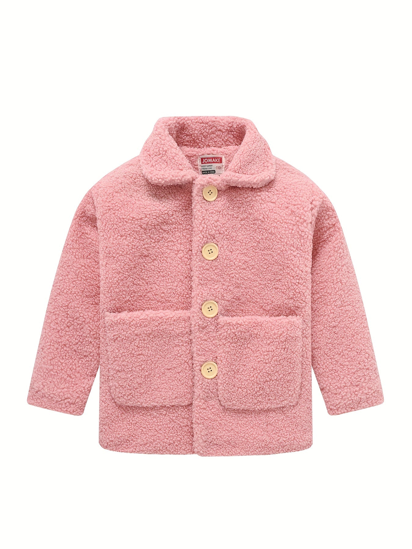 Girls' Cozy Fleece Jacket - Two-Tone Color Block with Plush Lining, Long Sleeves & Button Front, Casual Korean Style Winter Outerwear for Youngsters, Youngsters'S Winter Jacket | Buttonup Front Jacket | Plush Lining Jacket