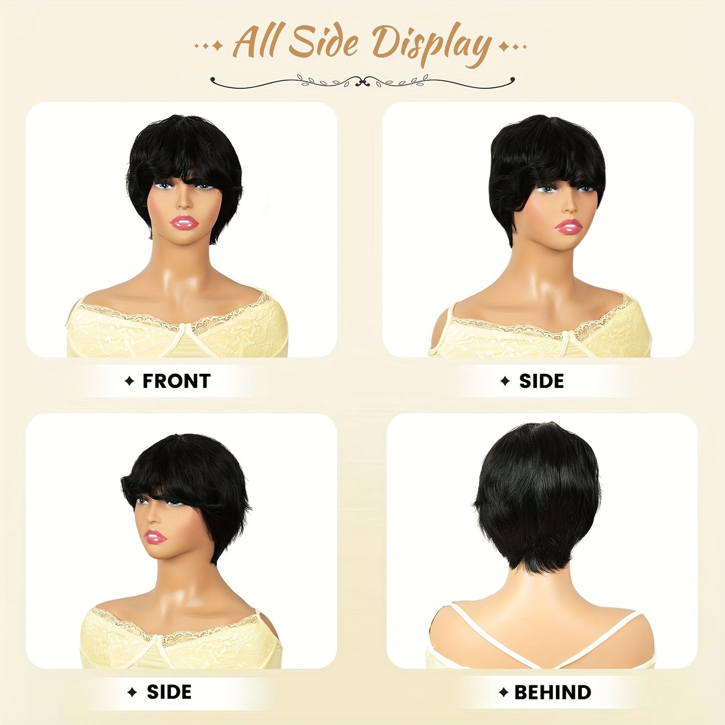 [Pre Plucked Pixie Human Hair Wig] Bob Wig Human Hair BOB Wigs For Black Women Human Hair Glueless Wigs Human Hair Pre Plucked Pre Cut Pixie Virgin Brazilian Human Hair Wigs