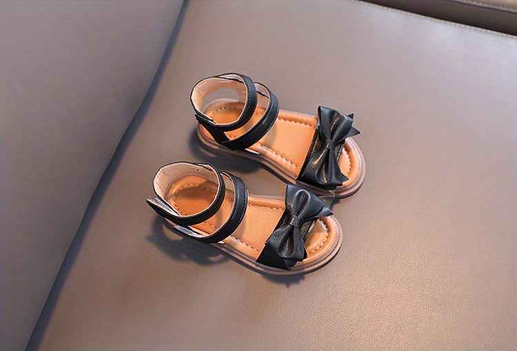 Adorable Bow-Adorned Casual Sandals For Baby Girls, Soft Sole Sandals Perfect For Walking