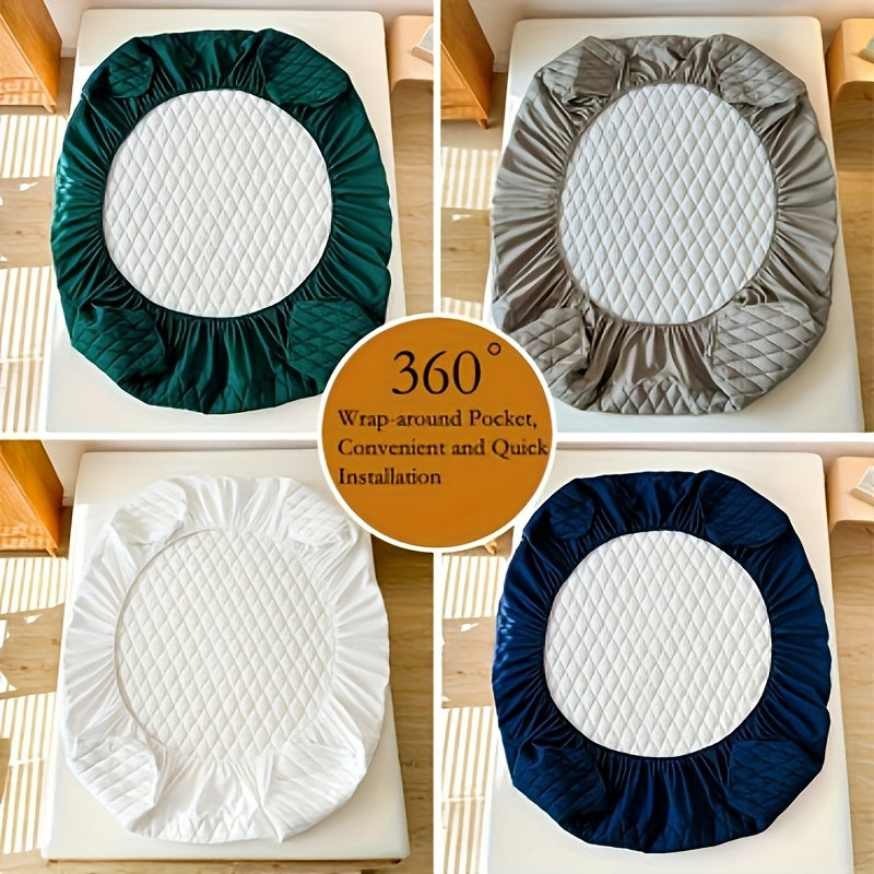 1pc Waterproof Mattress Cover, Soft and Comfortable Thick Bed Sheet, Breathable Dust-proof Urine-proof Quilted Mattress Protector, Suitable for Bedroom, Guest Room, White/Dark Blue/Dark Green/Gray