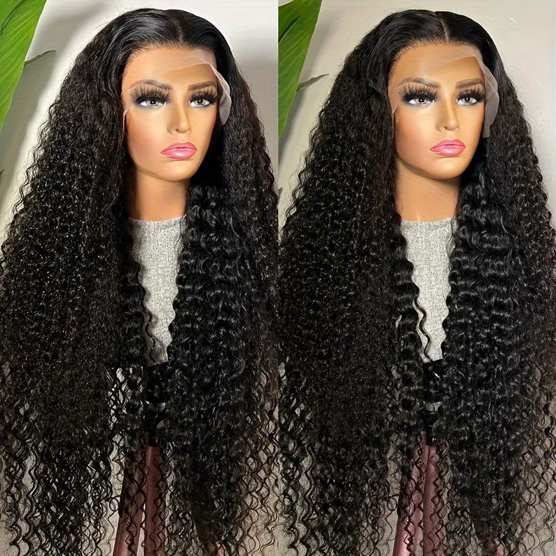 200% Density 13x6 Deep Wave Lace Front Wigs Human Hair 13x6 HD Lace Deep Curly Glueless Frontal Wigs Human Hair Pre Plucked For Women