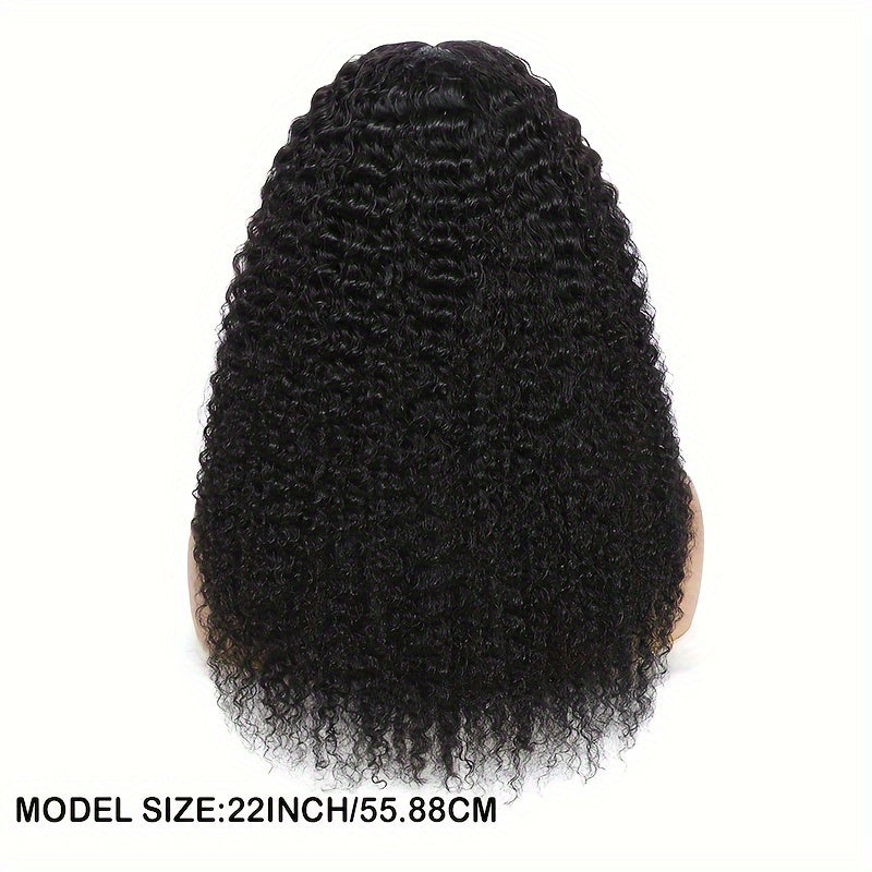 Kinky Curly Lace Front Wigs Human Hair 4x4x1 Lace Closure Wigs 180% Density Kinky Curly Wigs with Brazilian Remy Hair Unprocessed Virgin Hair Wig Natural Color
