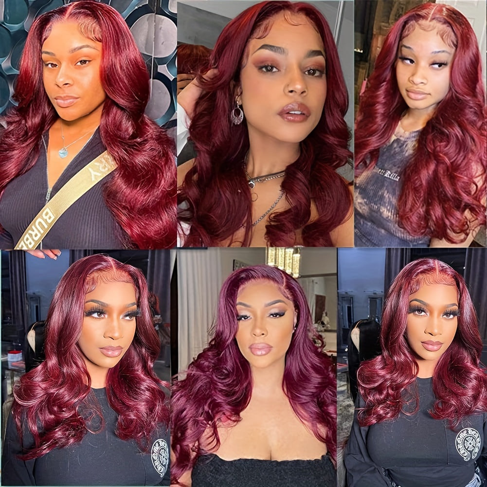 COLASS 14A 200% Density 30 Inch 99j Burgundy Lace Front Wigs Human Hair 13x4 99j Body Wave Lace Front Wigs Human Hair Wine Red Colored Pre Plucked Glueless HD Lace Frontal Wigs For Women.