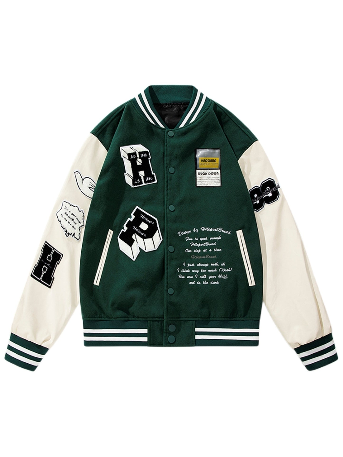 Varsity Chic Jacket - Color-Blocked Button-Up with Stitched Fabric, Casual Spring and Fall Essential for School and Baseball Fans - Men's Relaxed Fit