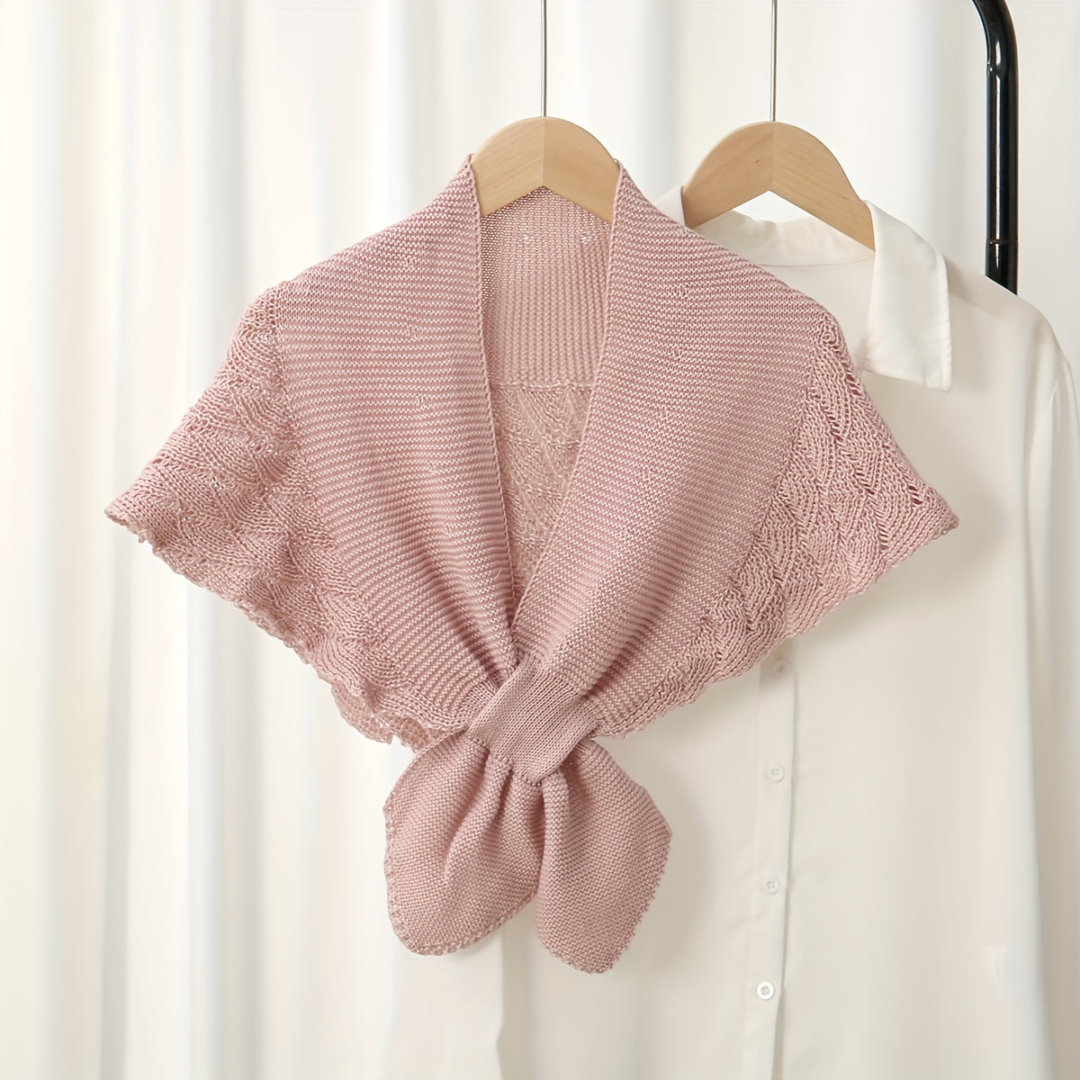 [Stylish Shawl] Lightweight, Breathable Polyester Women's Stylish Openwork Yarn Shawl | Versatile, Machine Washable, Perfect for Layering or Standalone Outfits, Weekend Casual Wrap