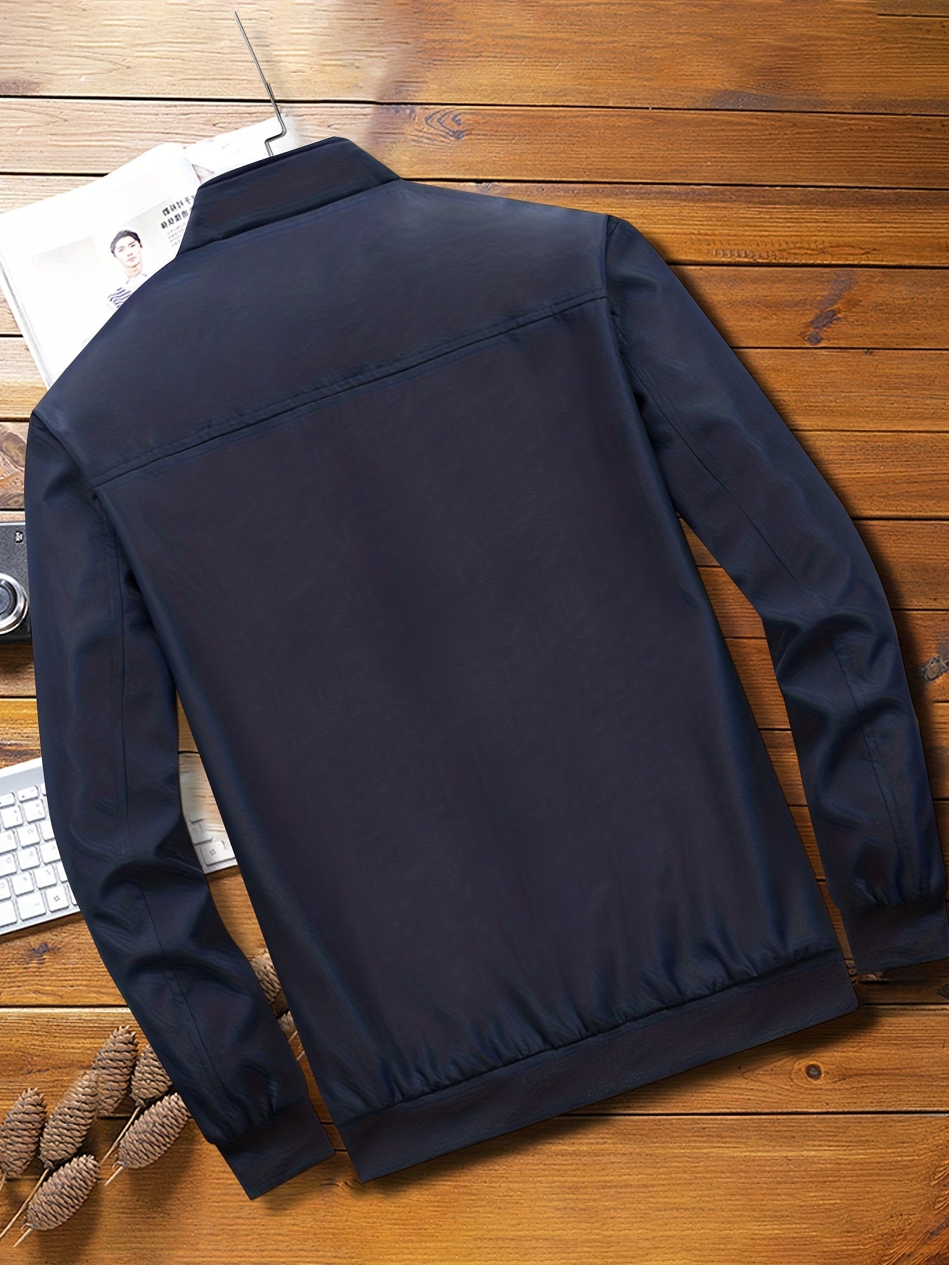 Classic Fit Men's Varsity Jacket - Zipper Functional Coats for Outdoor Activities, Water-Resistant and Windproof with Multiple Pockets - Perfect for Casual Daily Wearing and Sports Events