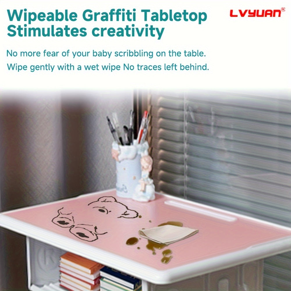 High-quality Children's Table And Chair Set, Height-adjustable Children's Study Table And Chair Set, Ergonomic, Suitable For Children Aged 3-18 Years, Primary School Pupils And Teenagers, Grey, Blue And Pink Colours Available