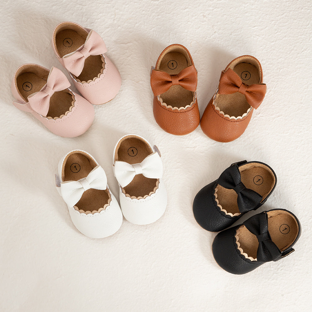 Infant Baby Girls Mary Jane Flats, Soft Sole Princess Dress Shoes Crib Shoes First Walker Shoes