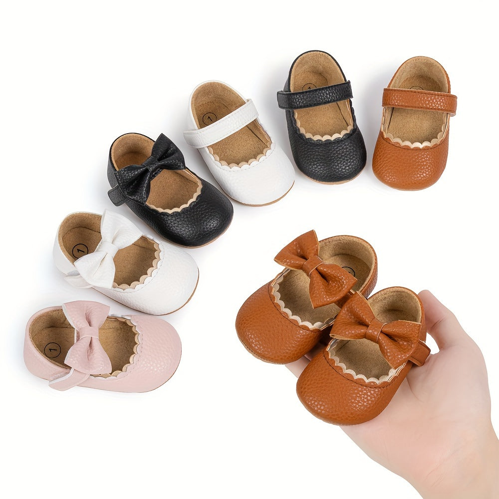 Infant Baby Girls Mary Jane Flats, Soft Sole Princess Dress Shoes Crib Shoes First Walker Shoes