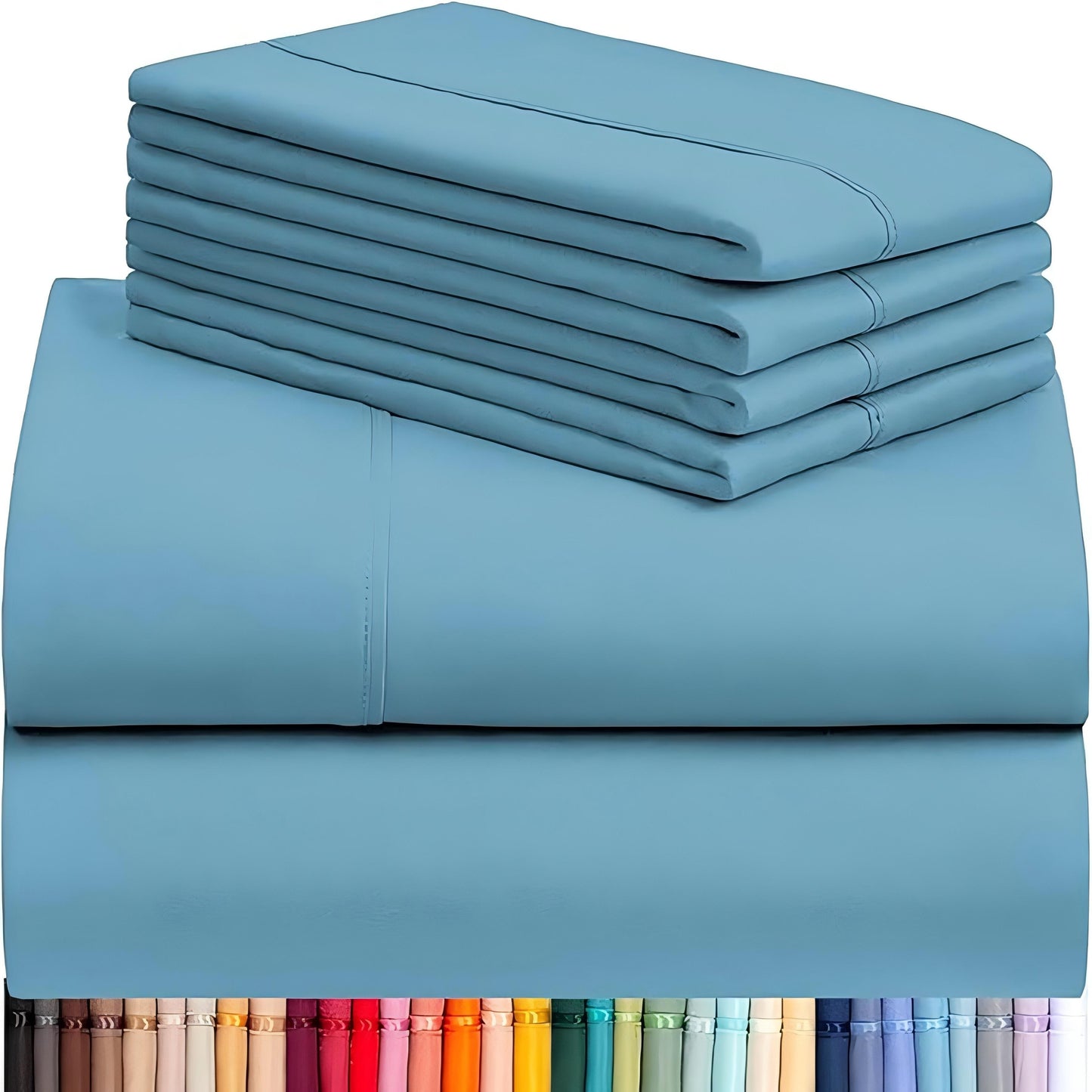 6pcs Luxury Cooling Bed Sheet Set, Soft Comfort Set, Queen Size Bedding Set, Breathable, Wrinkle Resistant,, Soft, with 18 Inch Deep Pockets, Bedroom, Guest Room, Hotel Bedding Set (1* Flat Sheet + 1* Fitted Sheet + 4* Pillow