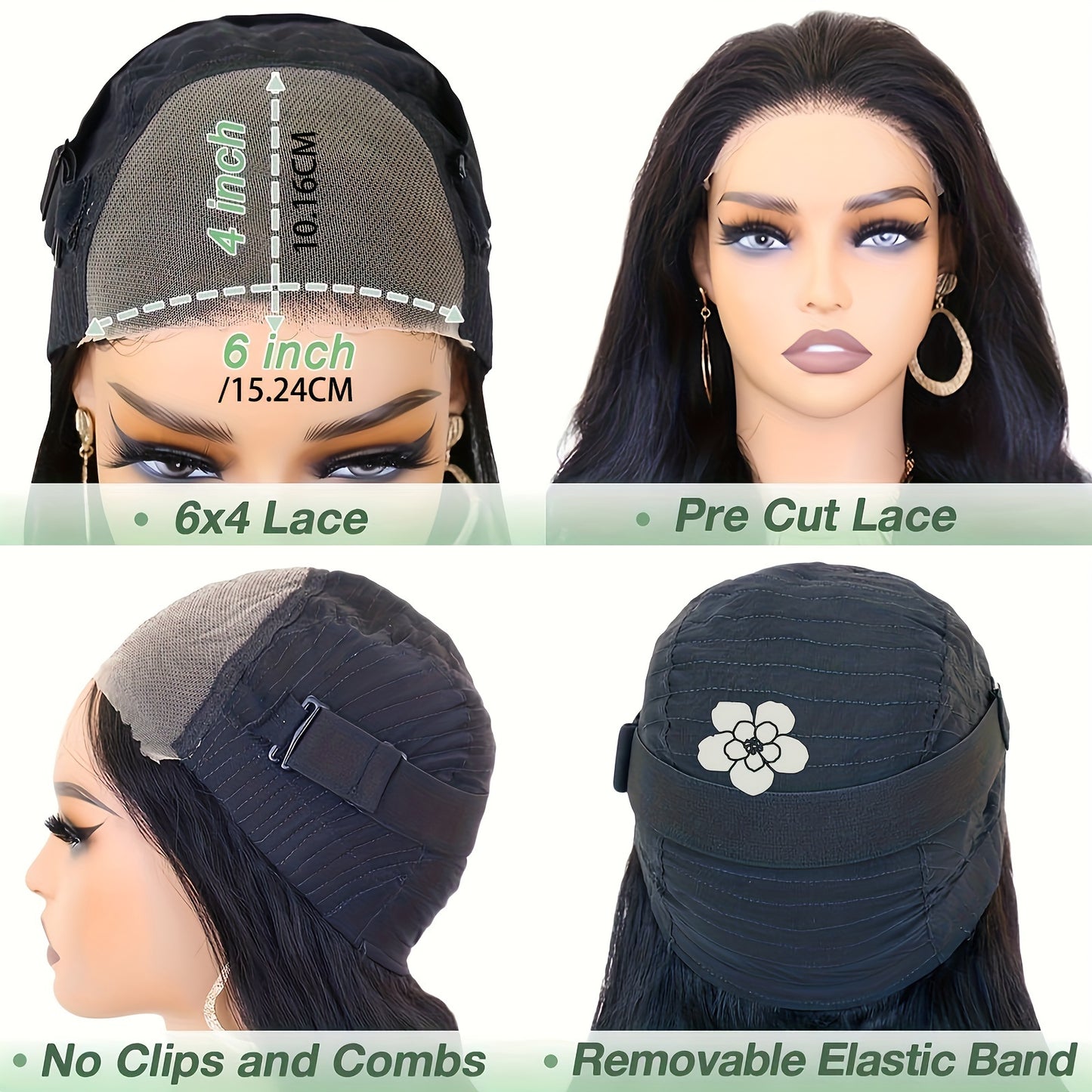 Bye Bye Knots Wig Glueless Wigs Human Hair Pre Plucked Pre Cut 6x4 HD Lace Closure Wigs Human Hair Body Wave Lace Front Wigs Human Hair For Women Put On And Go Wig 180%